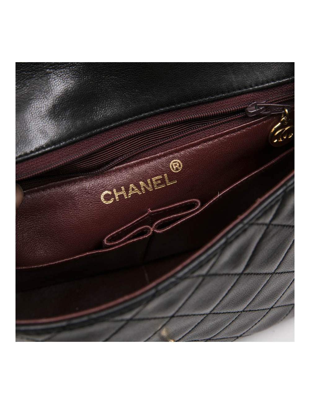 CHANEL vintage mini bag in black quilted lambskin leather