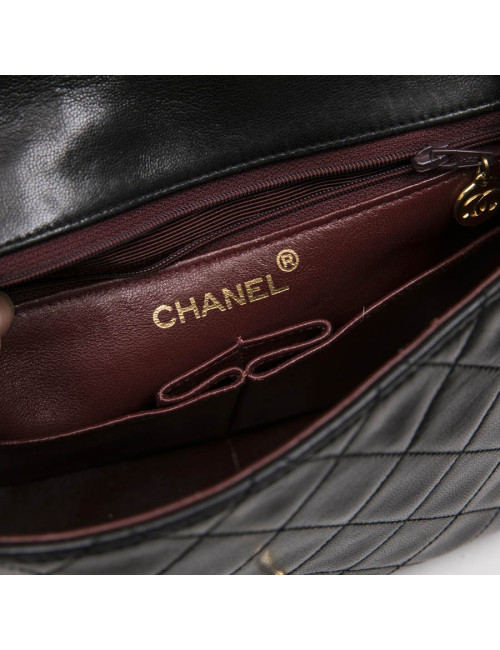 CHANEL vintage mini bag in black quilted lambskin leather