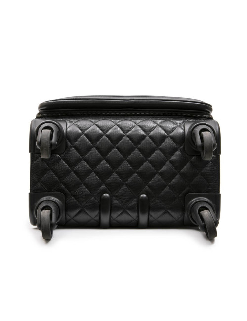 Valise  roulante CHANEL cuir matelassé noir