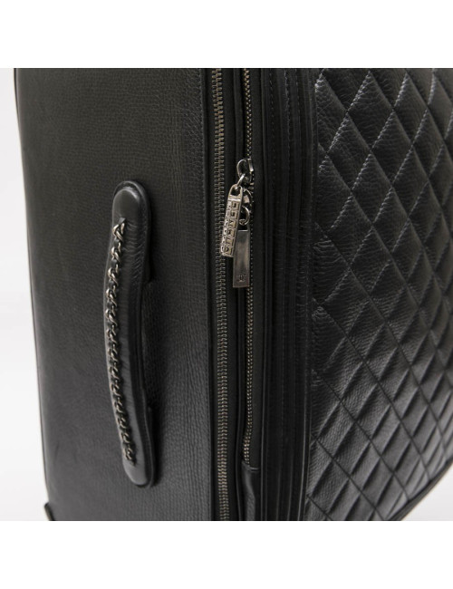 Valise  roulante CHANEL cuir matelassé noir
