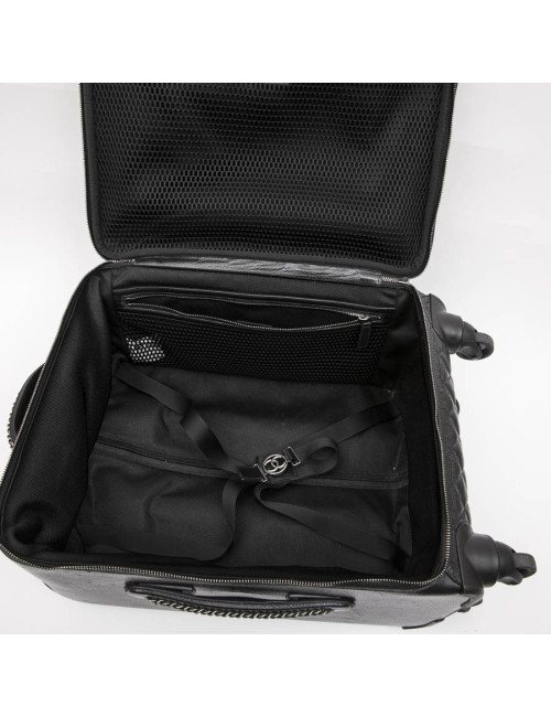 Valise  roulante CHANEL cuir matelassé noir