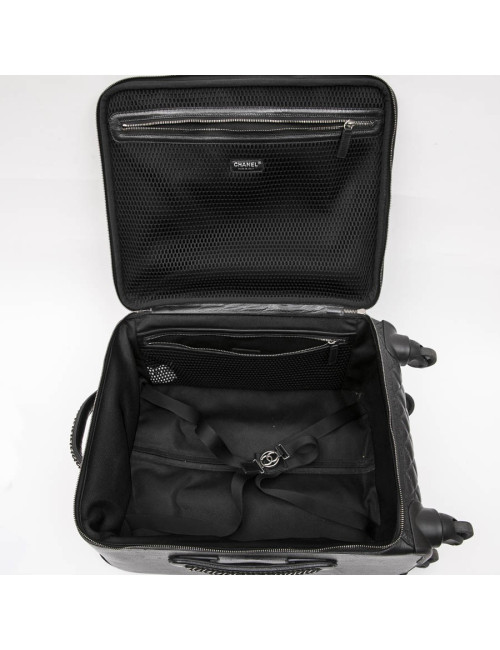 Valise  roulante CHANEL cuir matelassé noir