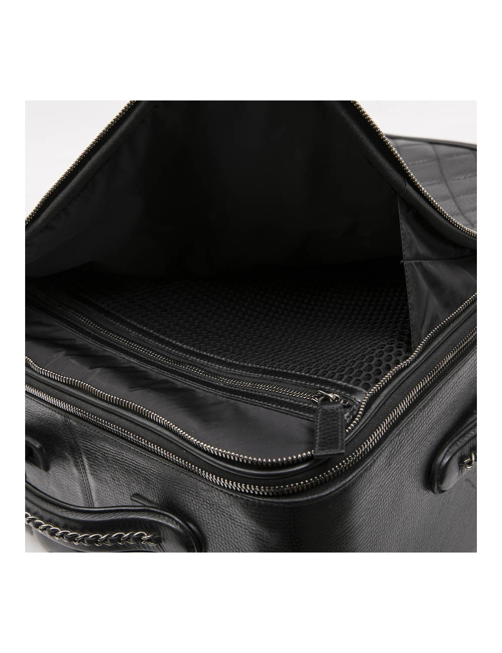 Valise  roulante CHANEL cuir matelassé noir