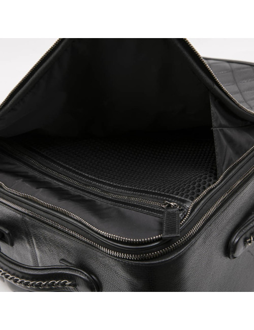 Valise  roulante CHANEL cuir matelassé noir