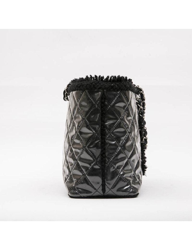 CHANEL Tote Bag in Black Tweed and Covered with a Plastic Layer