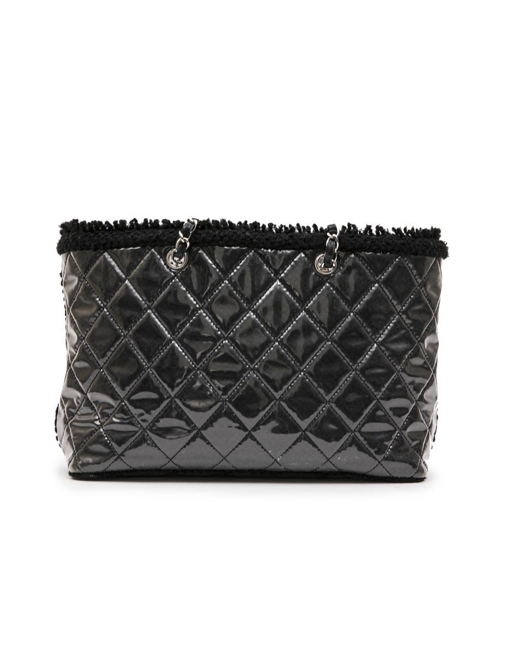 CHANEL Tote Bag in Black Tweed and Covered with a Plastic Layer