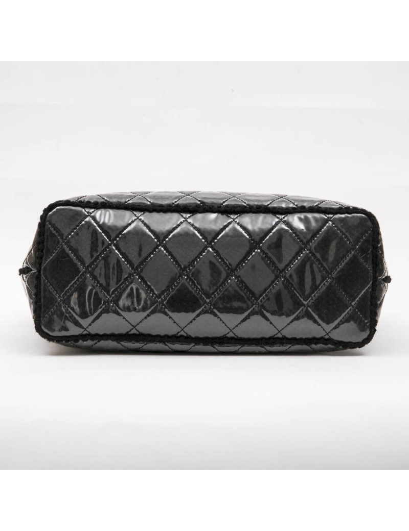 CHANEL Tote Bag in Black Tweed and Covered with a Plastic Layer