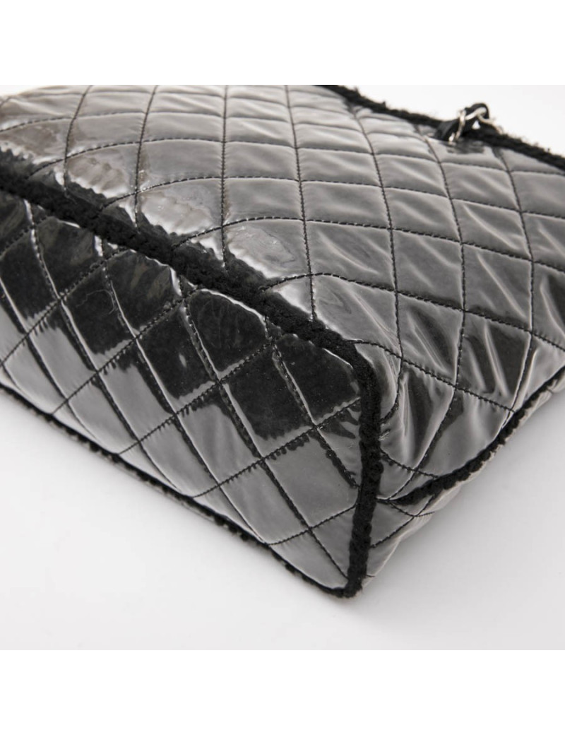 CHANEL Tote Bag in Black Tweed and Covered with a Plastic Layer