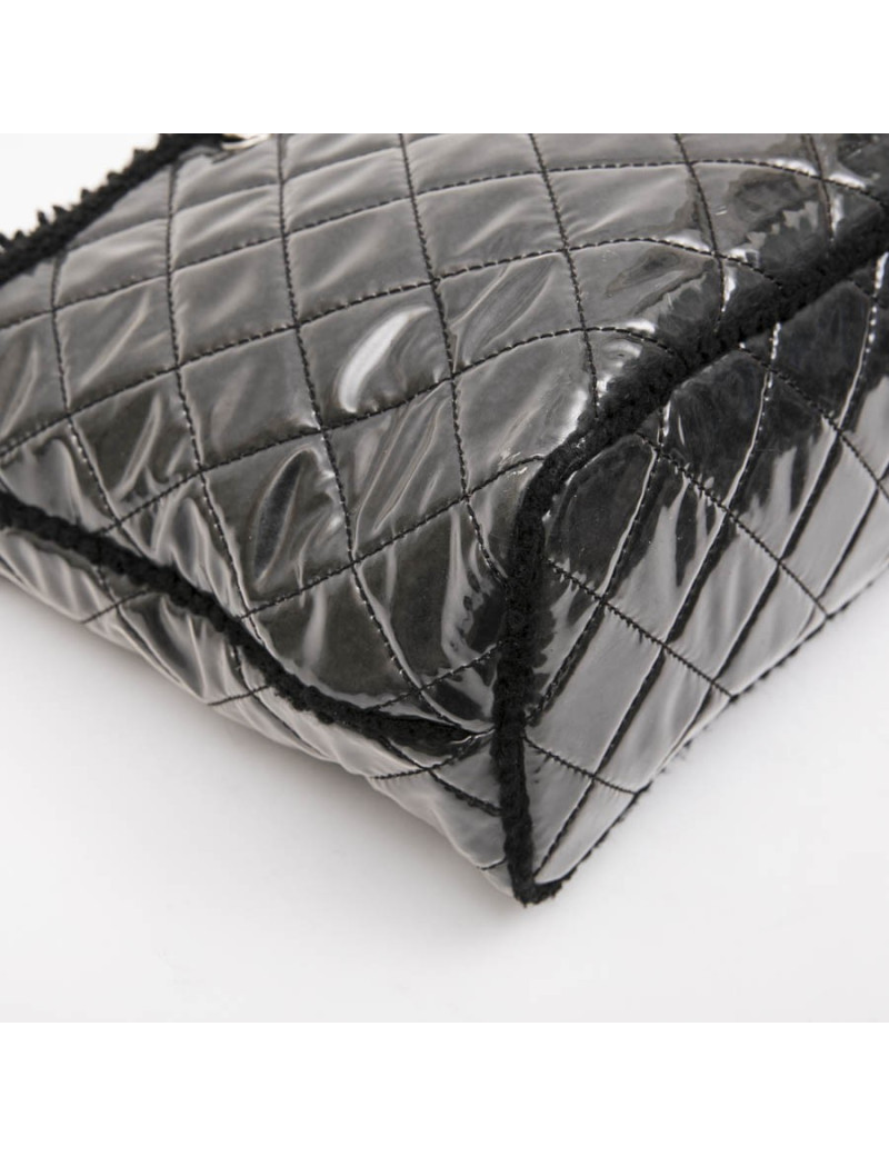 CHANEL Tote Bag in Black Tweed and Covered with a Plastic Layer