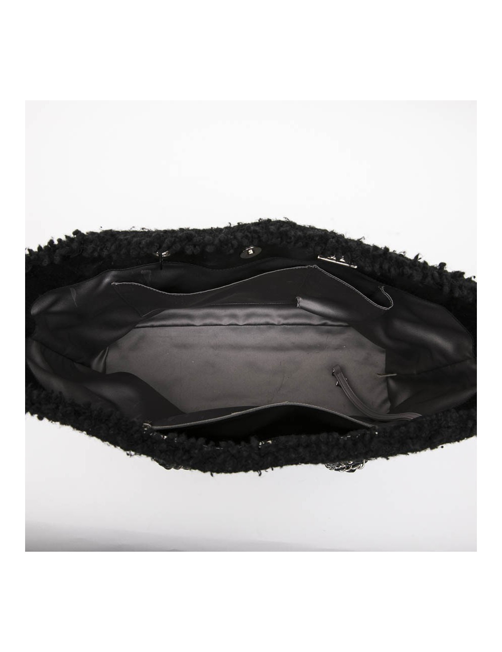 CHANEL Tote Bag in Black Tweed and Covered with a Plastic Layer