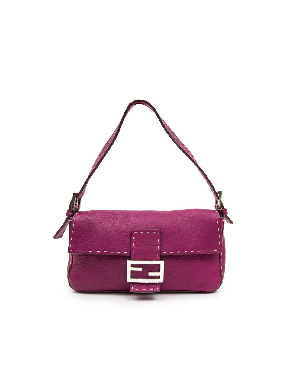 Sac baguette FENDI cuir taurillon fuchsia