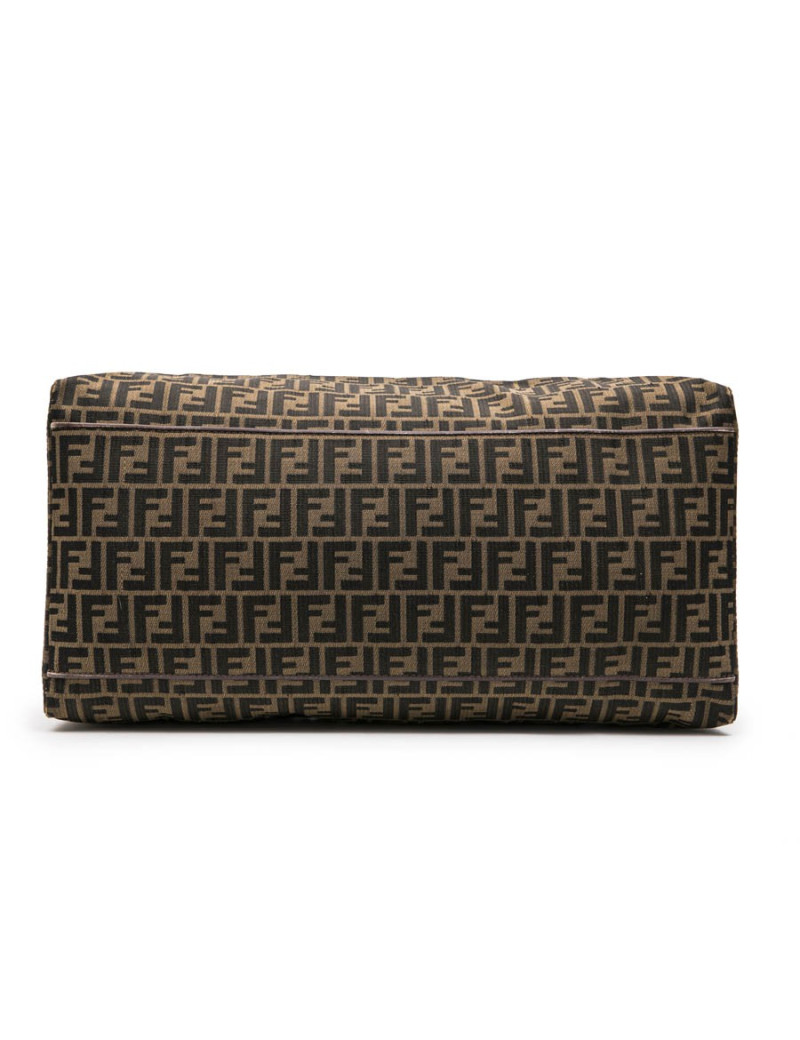 FENDI Boston bag in brown monogram canvas and leather