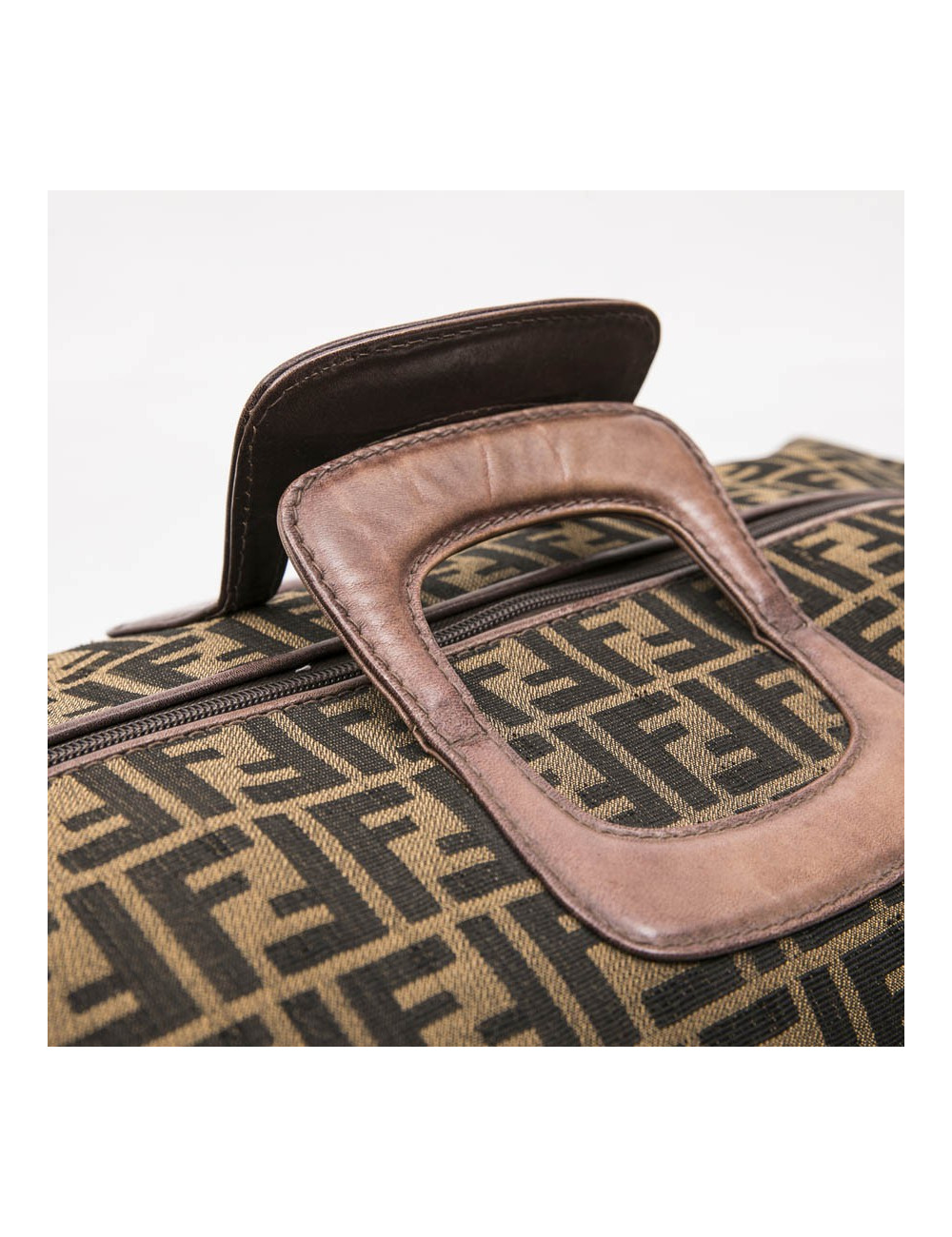 FENDI Boston bag in brown monogram canvas and leather