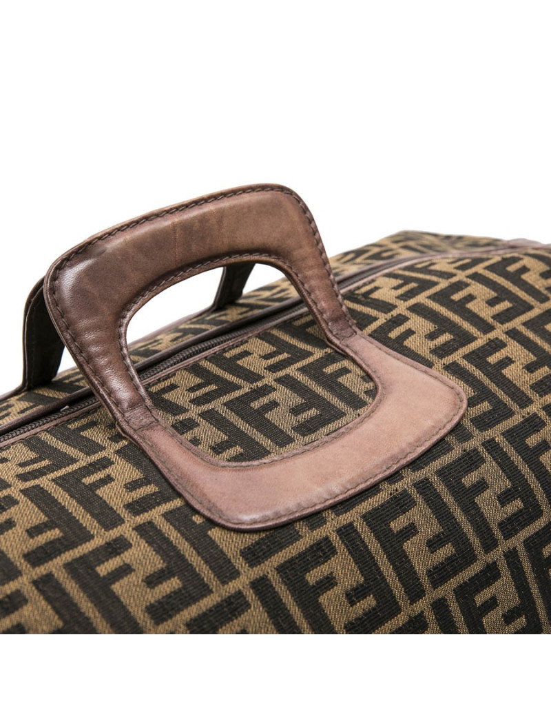 FENDI Boston bag in brown monogram canvas and leather