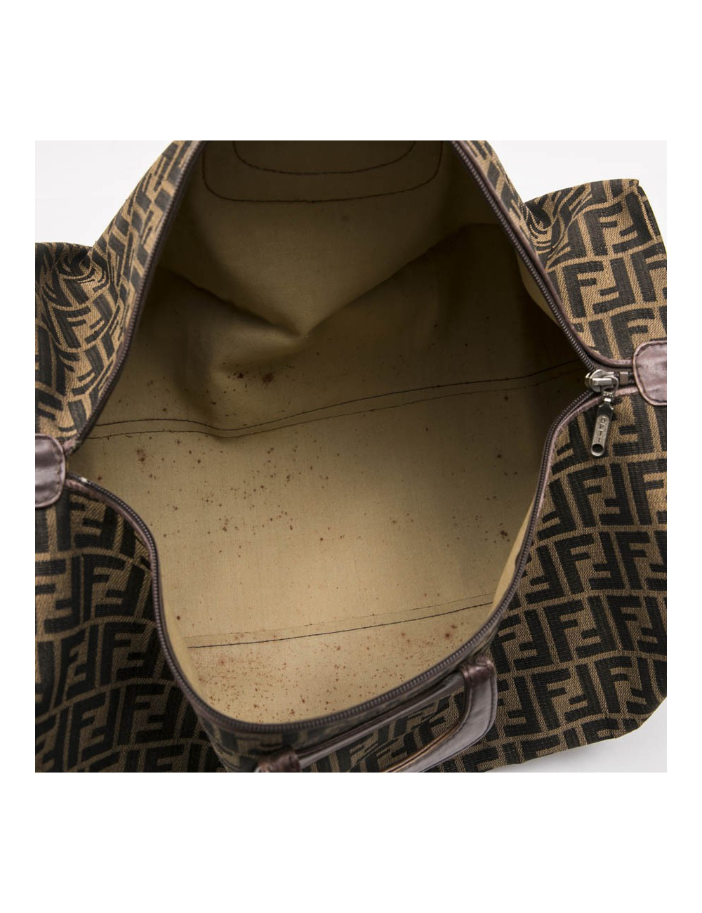 FENDI Boston bag in brown monogram canvas and leather