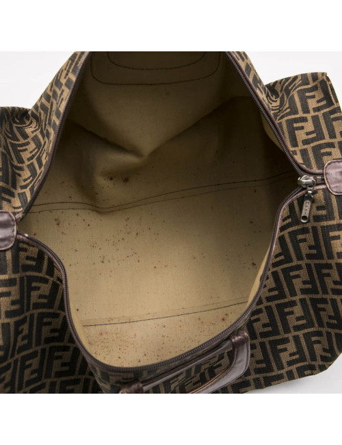 FENDI Boston bag in brown monogram canvas and leather