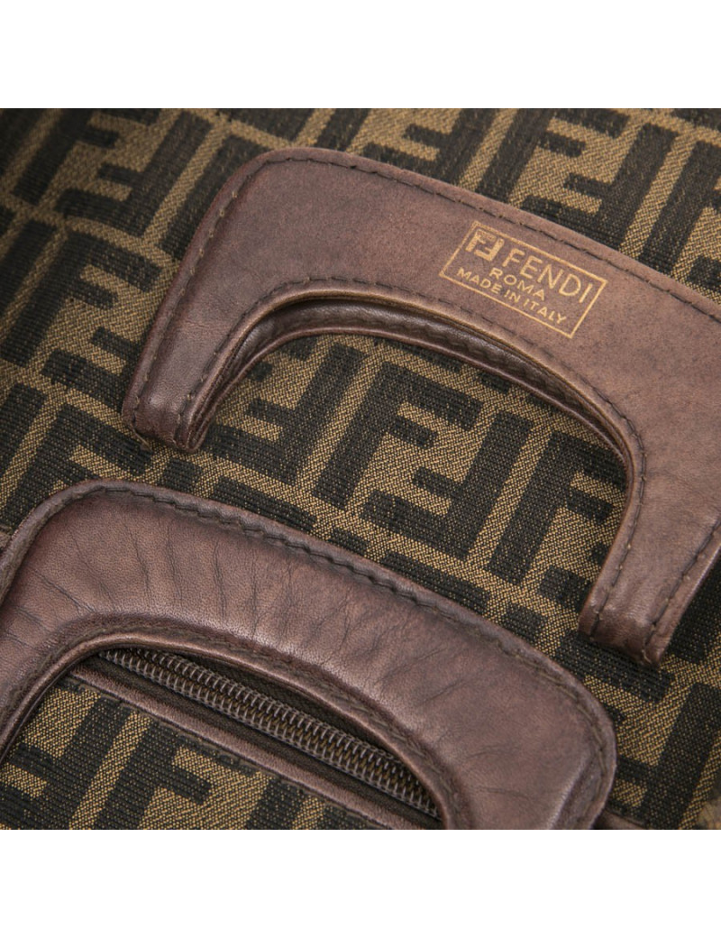 FENDI Boston bag in brown monogram canvas and leather