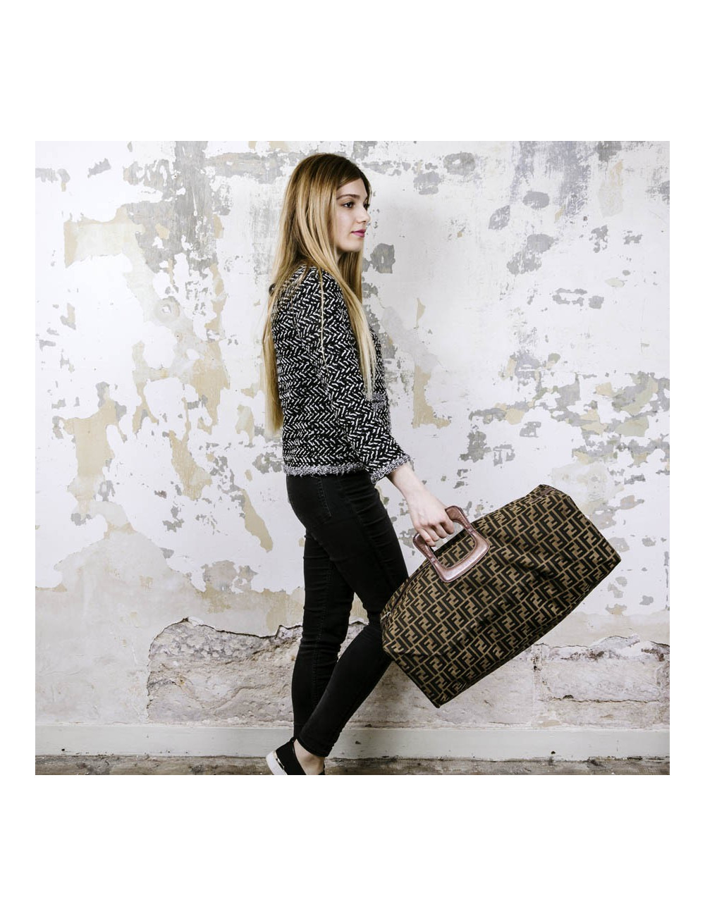 Sac boston FENDI monogram marron 