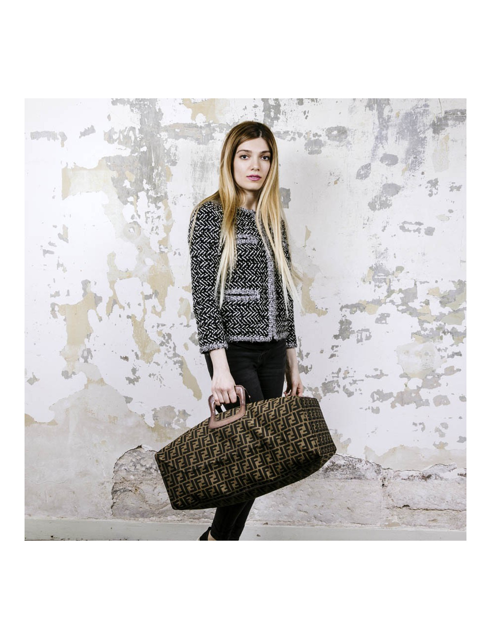 Sac boston FENDI monogram marron 