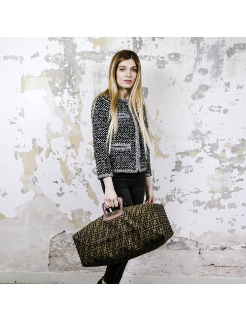 Sac boston FENDI monogram marron 