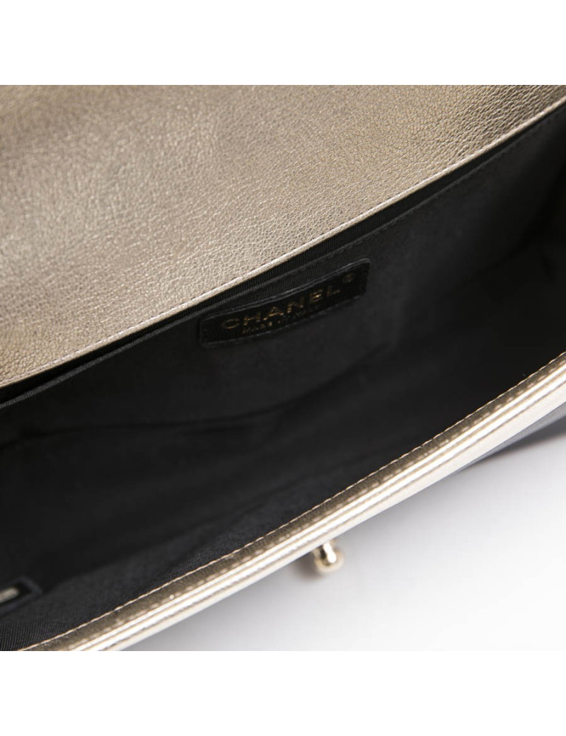 Sac " Boy" CHANEL bicolore noir et argent