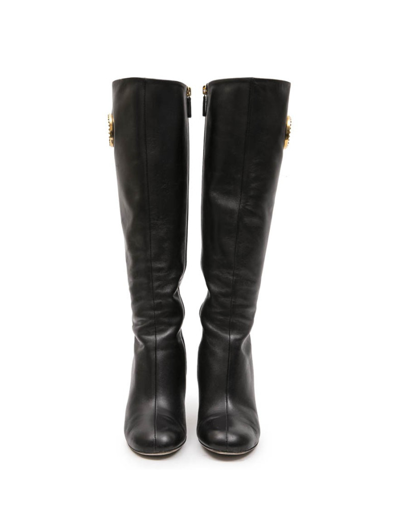 Bottes GUCCI T 36.5 cuir d'agneau souple noir