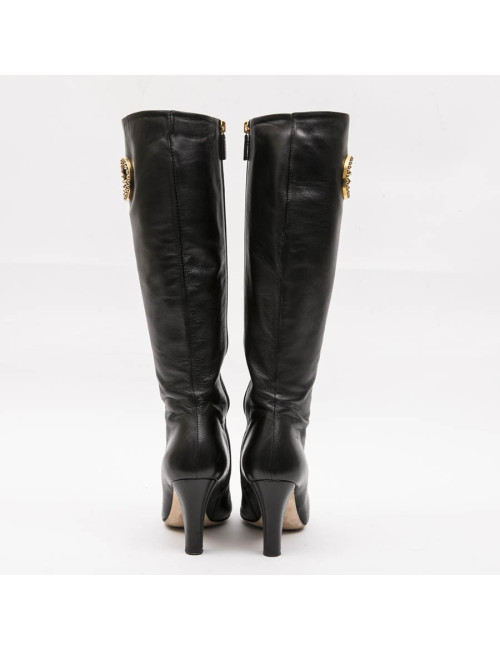 Bottes GUCCI T 36.5 cuir d'agneau souple noir