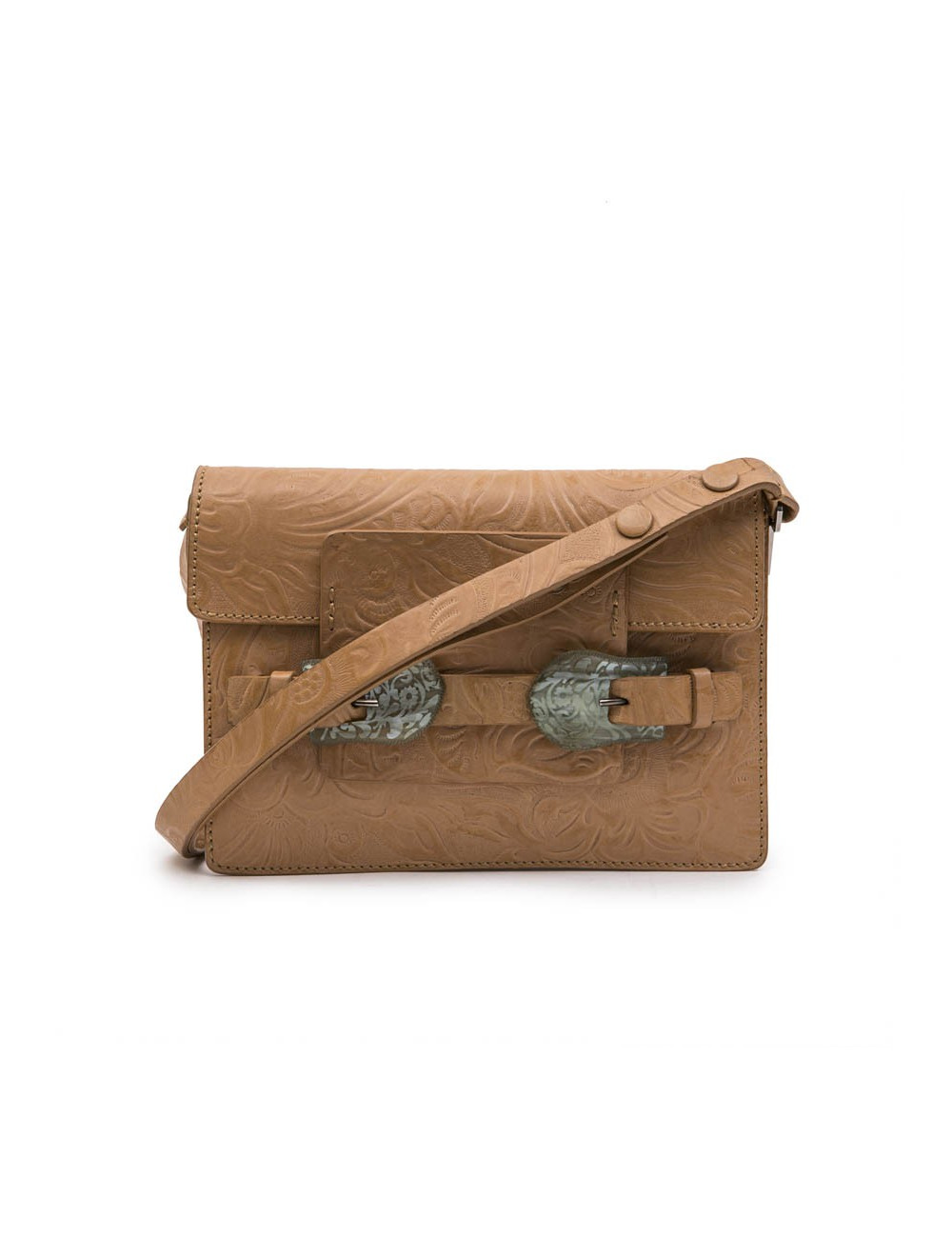 Sac FENDI xuir embossé gold et boucles en corne vert céladon