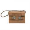 FENDI bag in embossed natural leather and green celadon horn buckles