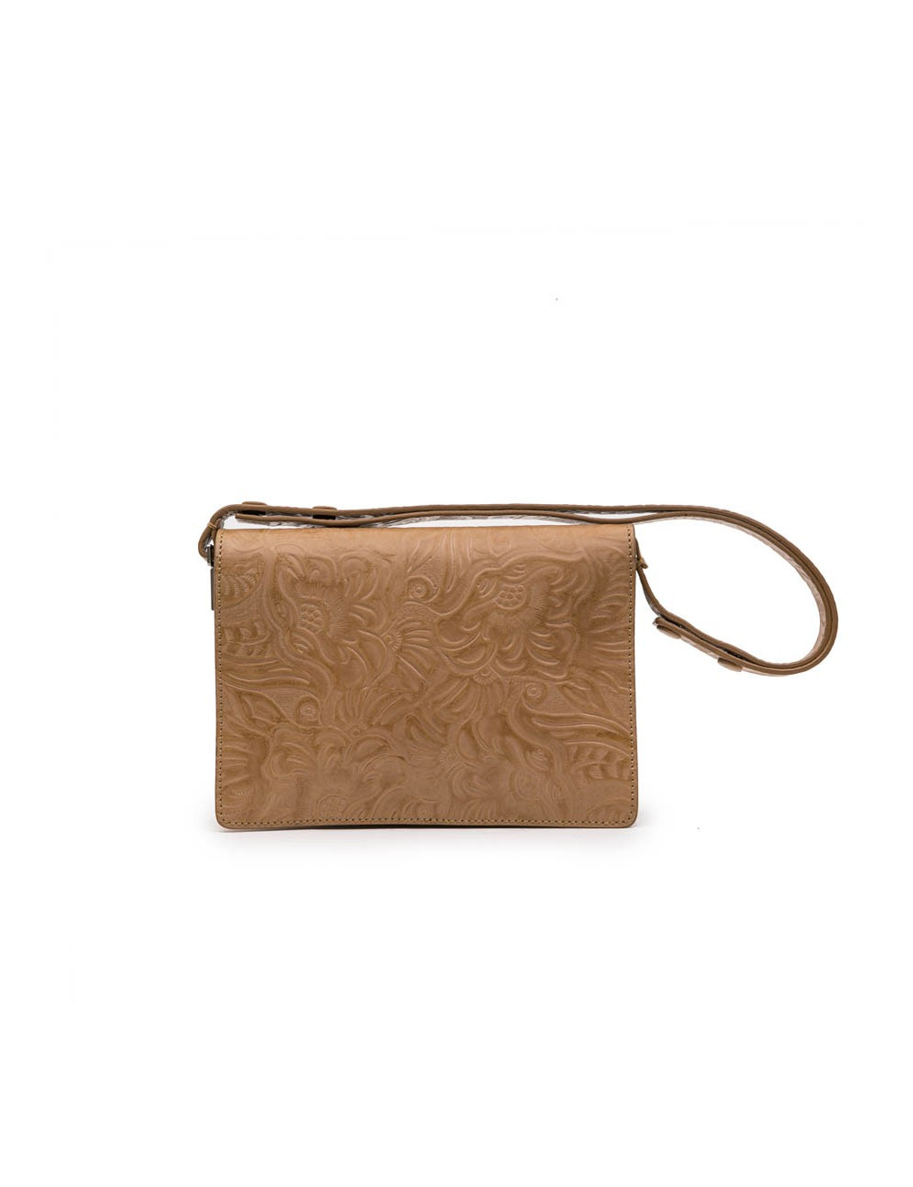 FENDI  bag in embossed natural leather and green celadon horn buckles