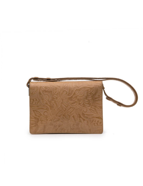 FENDI  bag in embossed natural leather and green celadon horn buckles