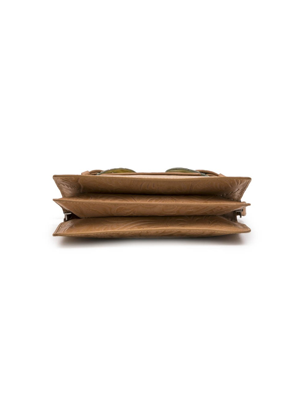 FENDI  bag in embossed natural leather and green celadon horn buckles