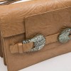 FENDI bag in embossed natural leather and green celadon horn buckles