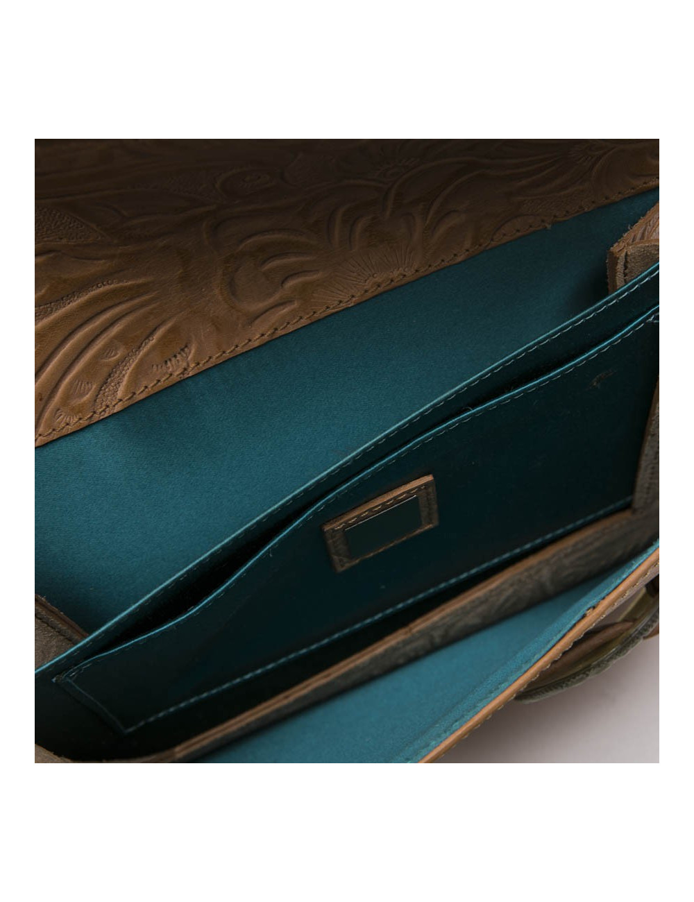 Sac FENDI cuir embossé gold et boucles en corne vert céladon