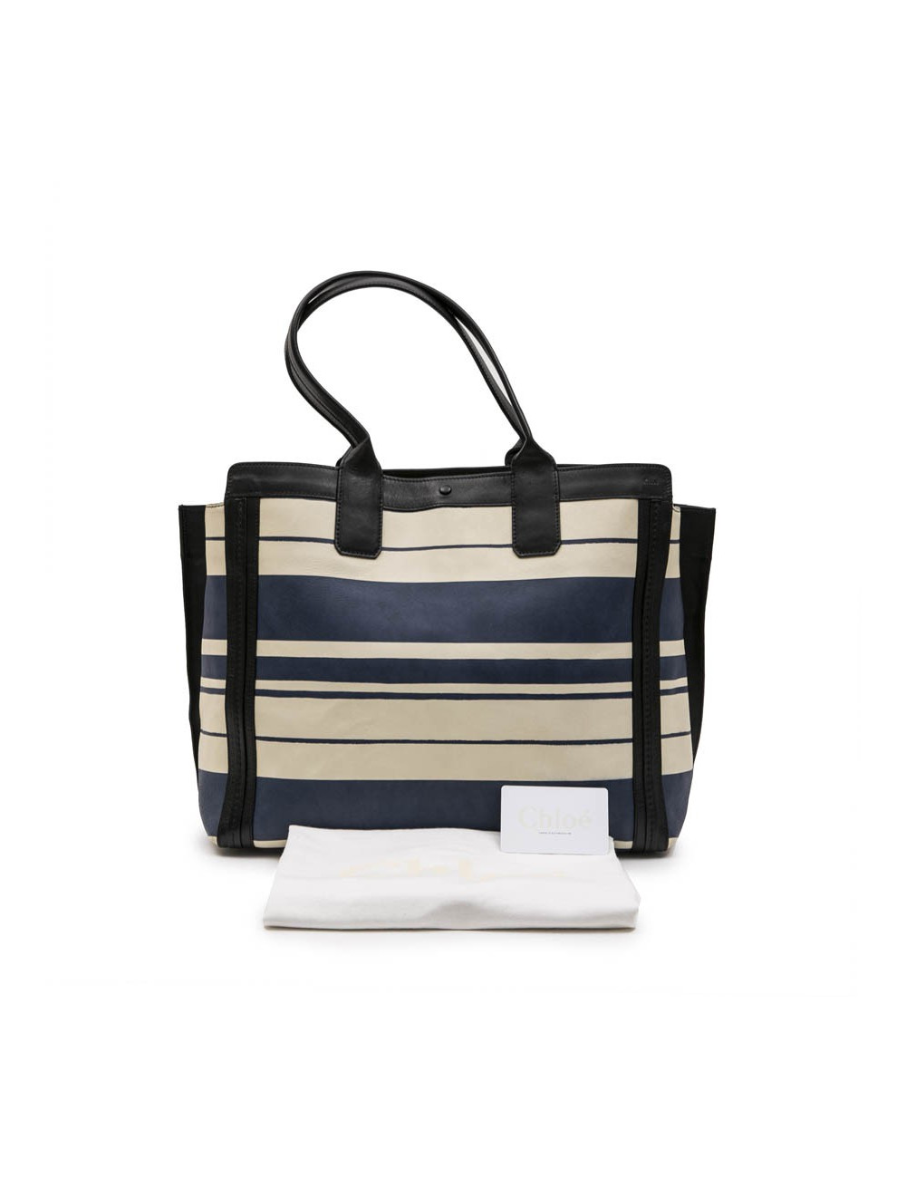 Sac CHLOE en cuir rayé blanc et bleu