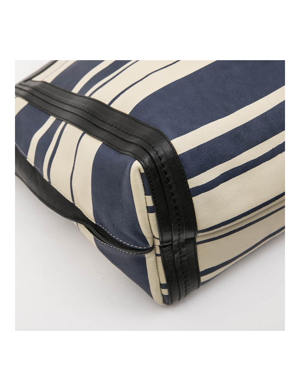 Sac CHLOE en cuir rayé blanc et bleu