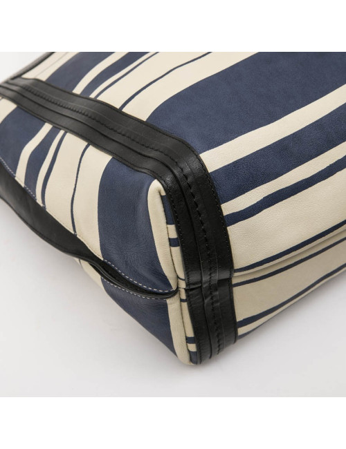 Sac CHLOE en cuir rayé blanc et bleu