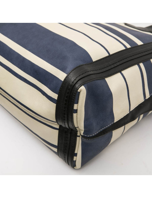 Sac CHLOE en cuir rayé blanc et bleu