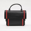 GIVENCHY Shark bag in black calf leather and red threads