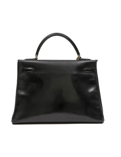 HERMES vintage Kelly 32 bag in black box leather