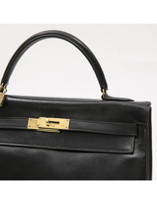 HERMES vintage Kelly 32 bag in black box leather