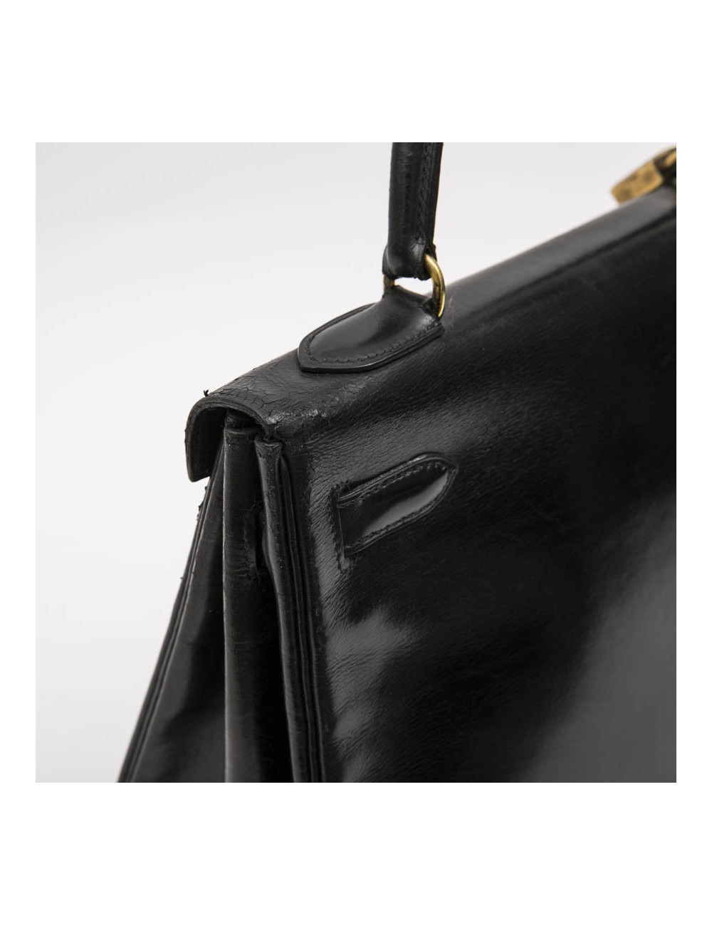 HERMES vintage Kelly 32 bag in black box leather