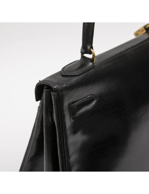 HERMES vintage Kelly 32 bag in black box leather