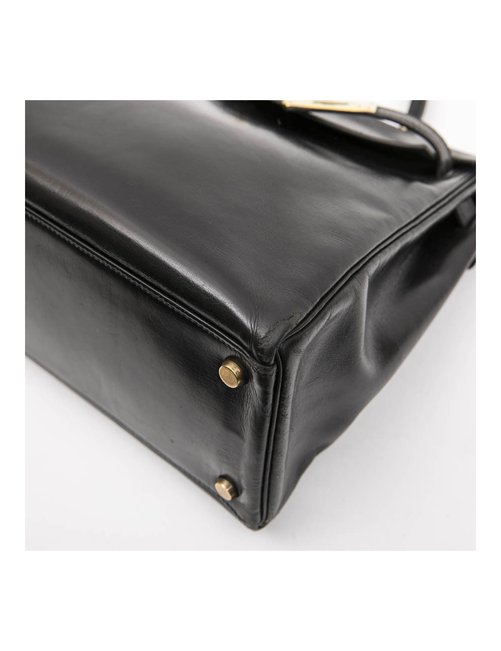 HERMES vintage Kelly 32 bag in black box leather