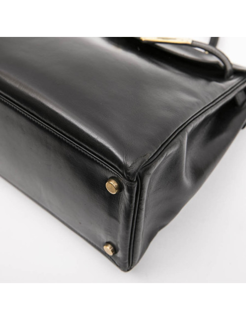 HERMES vintage Kelly 32 bag in black box leather