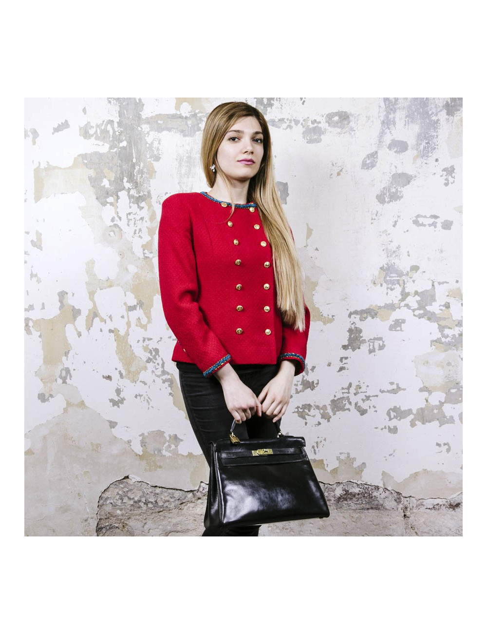 HERMES vintage Kelly 32 bag in black box leather