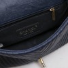 Mini CHANEL bag in blue leather with herringbone patterns