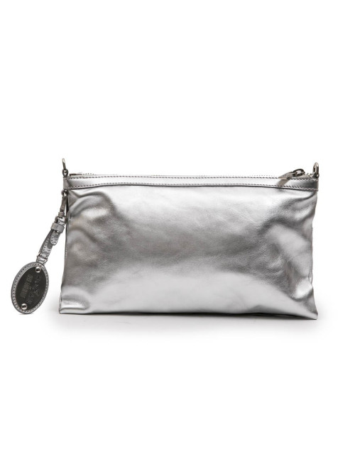 Pochette HOGAN by KARL LAGERFELD en cuir argent et bleu 