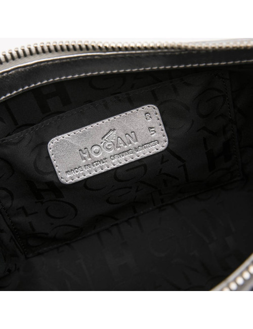 Pochette HOGAN by KARL LAGERFELD en cuir argent et bleu 