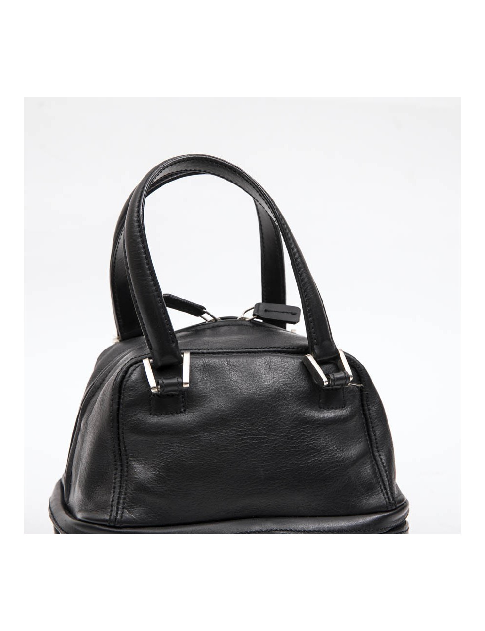 KARL LAGERFELD mini bowling bag in black leather